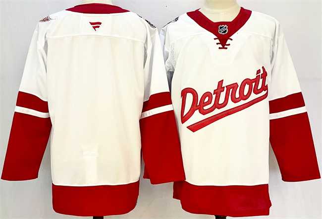 Men%27s Detroit Red Wings Blank White Red 2024-25 Stitched Jersey